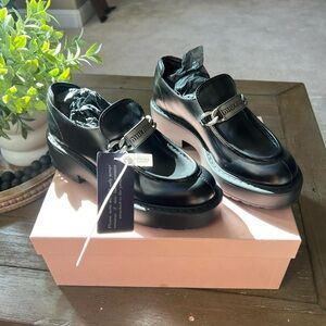 Miu Miu Silver chain platform loafers